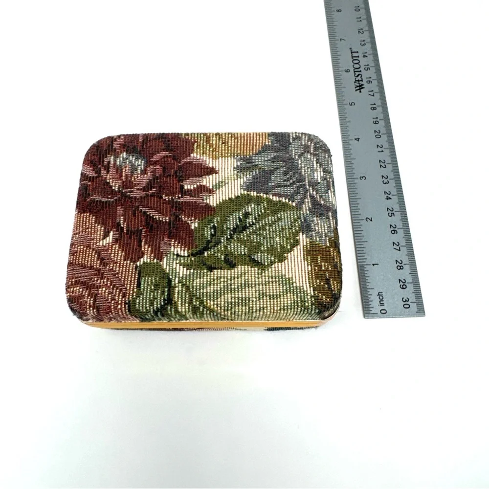 Vintage Floral Tapestry Hard Case Travel Jewelry Box with Necklace Pouch